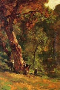 Chinese Man Tending Cattle