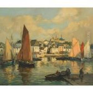 Port Of St. Goustan, Brittany by Henri Alphonse Barnoin