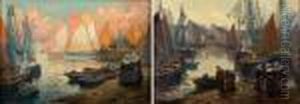 Le Retour De Peche Dans Un Port Breton by Henri Alphonse Barnoin