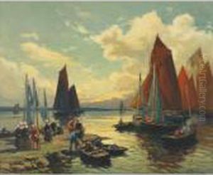 Brittany Harbour by Henri Alphonse Barnoin