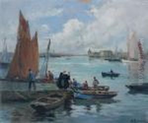 Vue De Concarneau by Henri Alphonse Barnoin