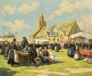 French Market Scene by Henri Alphonse Barnoin