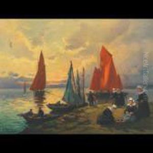 Marine Fin De Journee, Dournenez by Henri Alphonse Barnoin