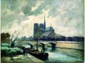 Notre Dame Vue Des Quais by Henri Alphonse Barnoin