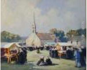 "pardon En Bretagne Pres De Pont Aven by Henri Alphonse Barnoin