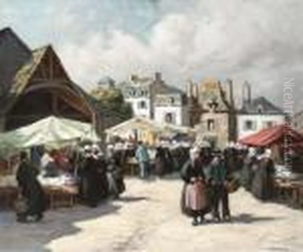 A Market Day In Normandy - view 1