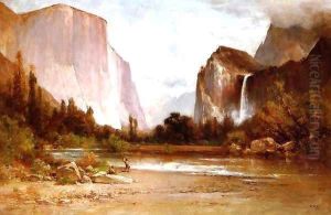 Indians Fishing in Yosemite 1900 by Thomas Hill