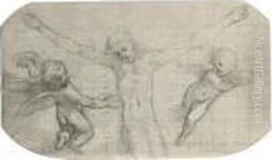 Le Christ, A Mi-corps, Sur La Croix, Entoure D'anges