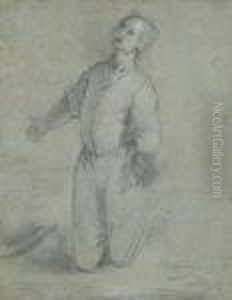 A Kneeling Garzone Looking Up To The Left by Federico Fiori Barocci