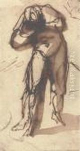 A Nude Leaning Forward by Federico Fiori Barocci