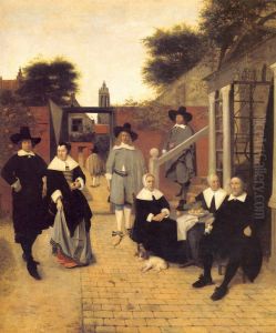 Portrait Of A Family In A Courtyard In Delft