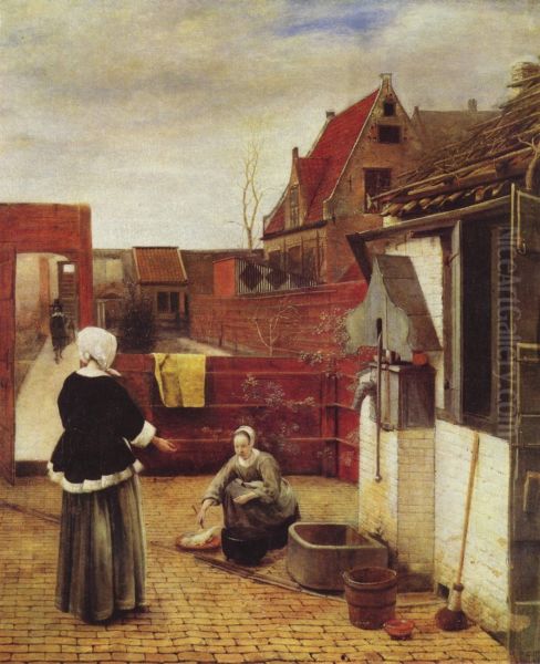 Woman and Maid in a Courtyard c. 1660 - view 1