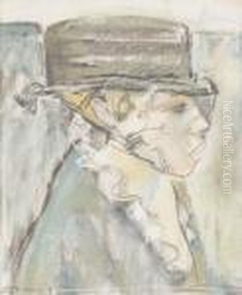 Portrat Einer Dame Mit Hut. - view 1