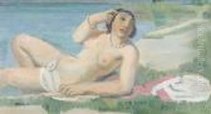 Liegender Akt Am Wasser by Maurice Barraud