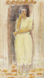 Junge Frau Im Hauseingang by Maurice Barraud