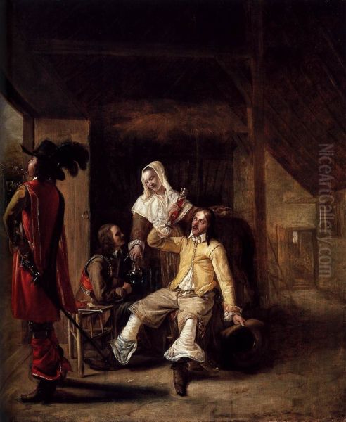 Two Soldiers and a Serving Woman with a Trumpeter - view 1