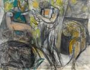 Figur Mit Wilden Tieren by Maurice Barraud