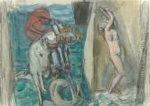 Saint George Defeats The Dragon. by Maurice Barraud