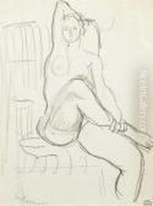 Seated Female Nude. by Maurice Barraud