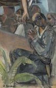 Eine Gruppe Betender Pilger. by Maurice Barraud