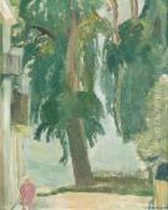 Spaziergangerin In Einer Strasse. by Maurice Barraud