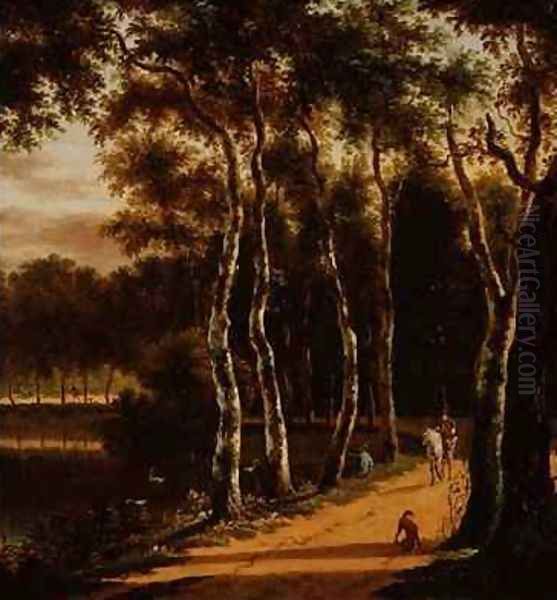 An Avenue of Birches Beside a River - view 1
