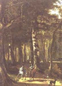 Travellers on a Path in a Wooded Landscape by Jan Hackaert