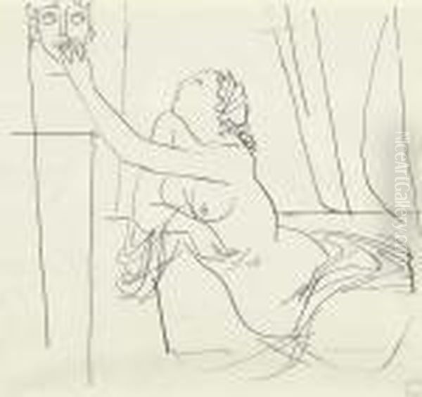 Jeune Femme Pres D'un Buste - view 1