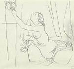 Jeune Femme Pres D'un Buste