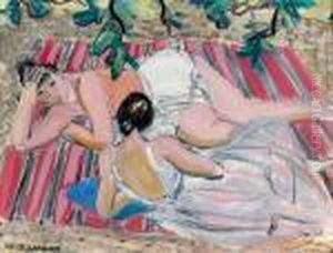 Liegende Frauen Im Garten. by Maurice Barraud