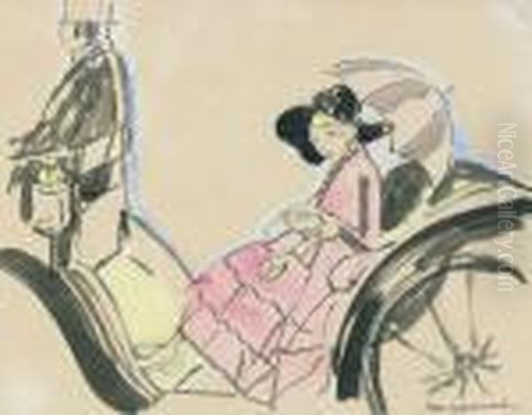 Elegante Dame In Einer Kutsche. - view 1
