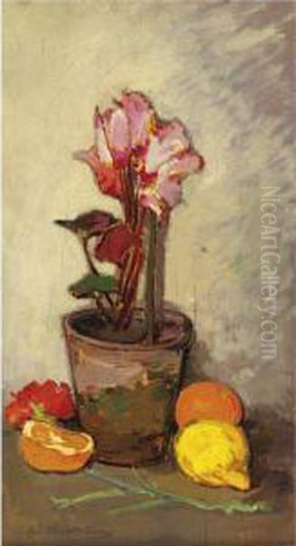 Natura Morta Con Vaso Di Fiori E Agrumi - view 1
