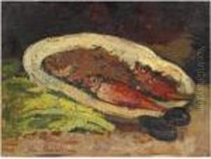 Natura Morta Con Pesci E Cozze by Giovanni Bartolena