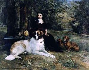 Girl With Dog by Heywood Hardy