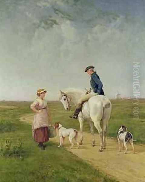 Milkmaid talking to a Cavalier - view 1