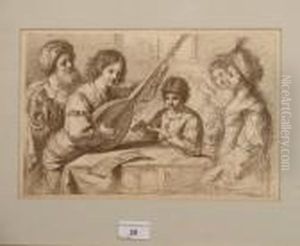 Showing Figures Playing A Lute Horn Etc. by Francesco Bartolozzi