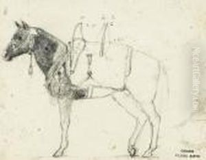 Cheval Arabe Selle Et Harnache by Antoine-louis Barye