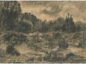 Vue Des Gorges D'apremont Dans La Foret De Fontainebleau by Antoine-louis Barye