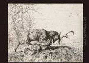 Cerf(by Ch.jacques) by Antoine-louis Barye