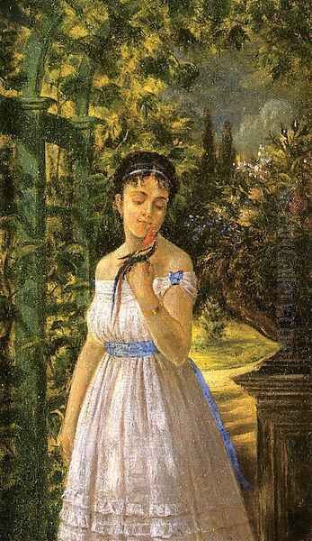 Young Girl with a Parrot - view 1