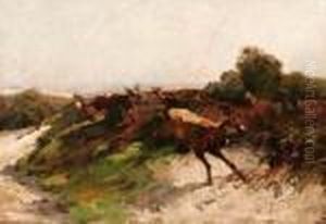 Cervi In Fuga by Antoine-louis Barye