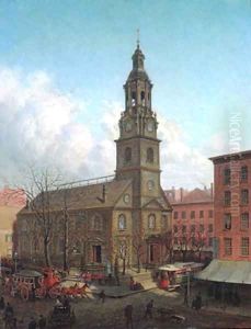 The North Dutch Church Fulton and William Streets New York 1869 by Edward Lamson Henry