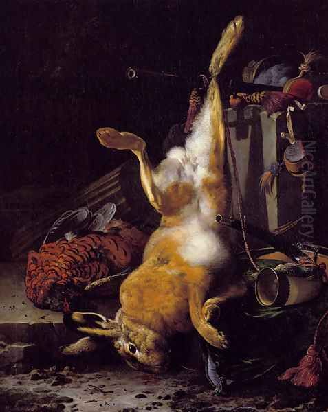 A Still Life Of Dead Game And Hunting Equipment - view 1