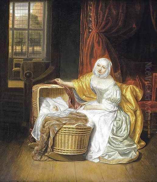 Mother with a Child in a Wicker Cradle - view 1
