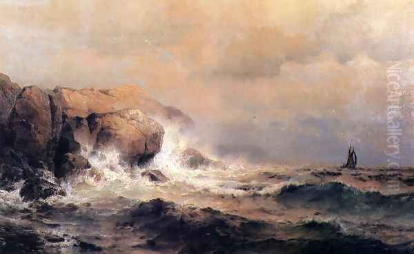 Ship off a Stormy Coast - view 1