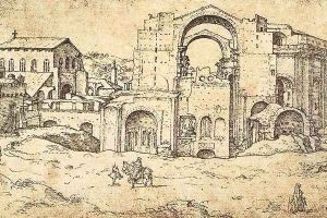 Construction of the new St Peter's in Rome c. 1536 by Maerten van Heemskerck