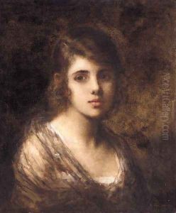 Young Brunette by Alexei Alexeivich Harlamoff