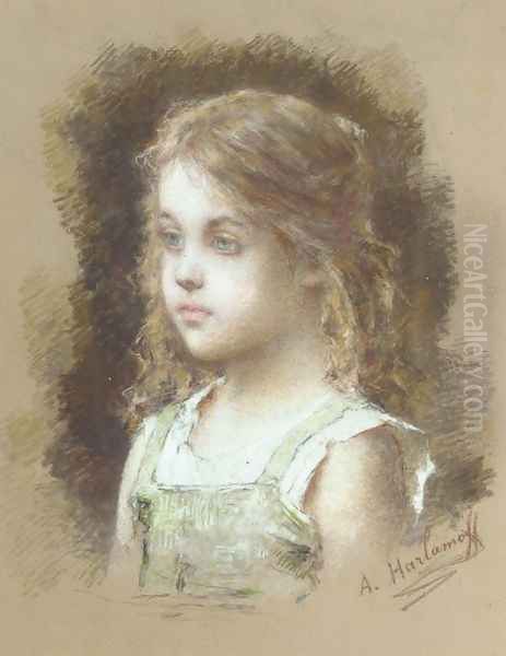 Young Girl In A Green Tunic - view 1