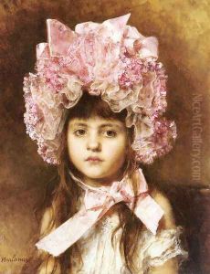 The Pink Bonnet by Alexei Alexeivich Harlamoff