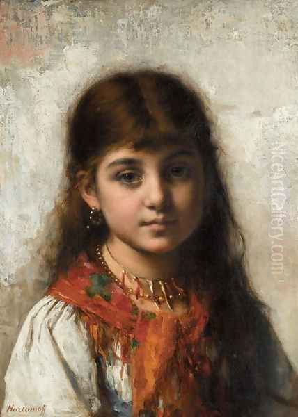 Girl with Coral Necklace and Shawl - view 1